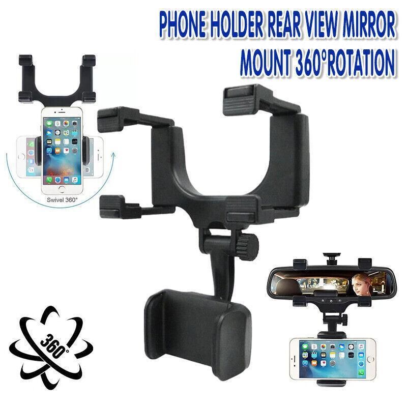 Rear View Mirror Phone Holder 360 Degree Rotation Car Mount for Smartphone