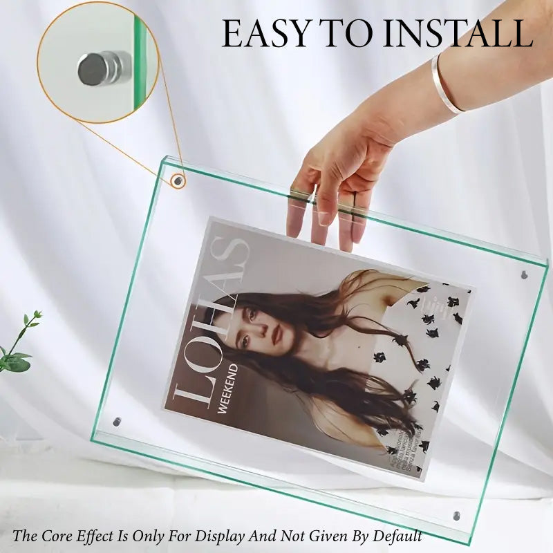 Acrylic Photo Frame Double-Sided Clear Display with Screw Mount – 16x21cm - Orange