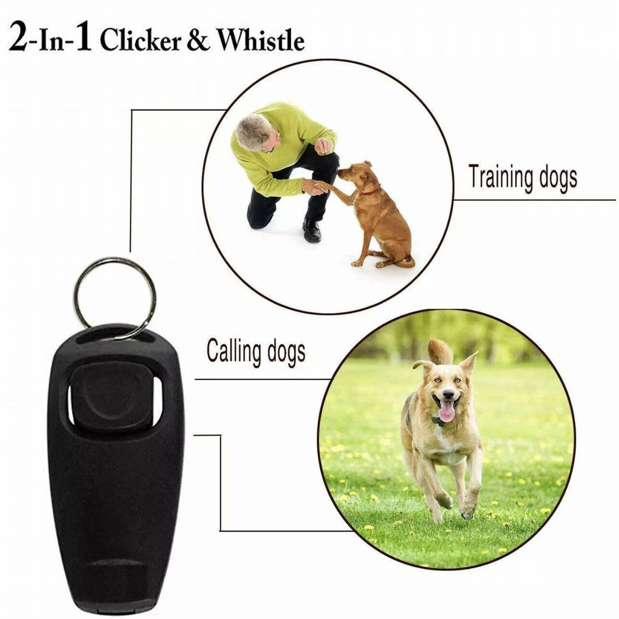Dog Whistle and Clicker Set for Training Stop Barking Obedience Tool Combo - Pink