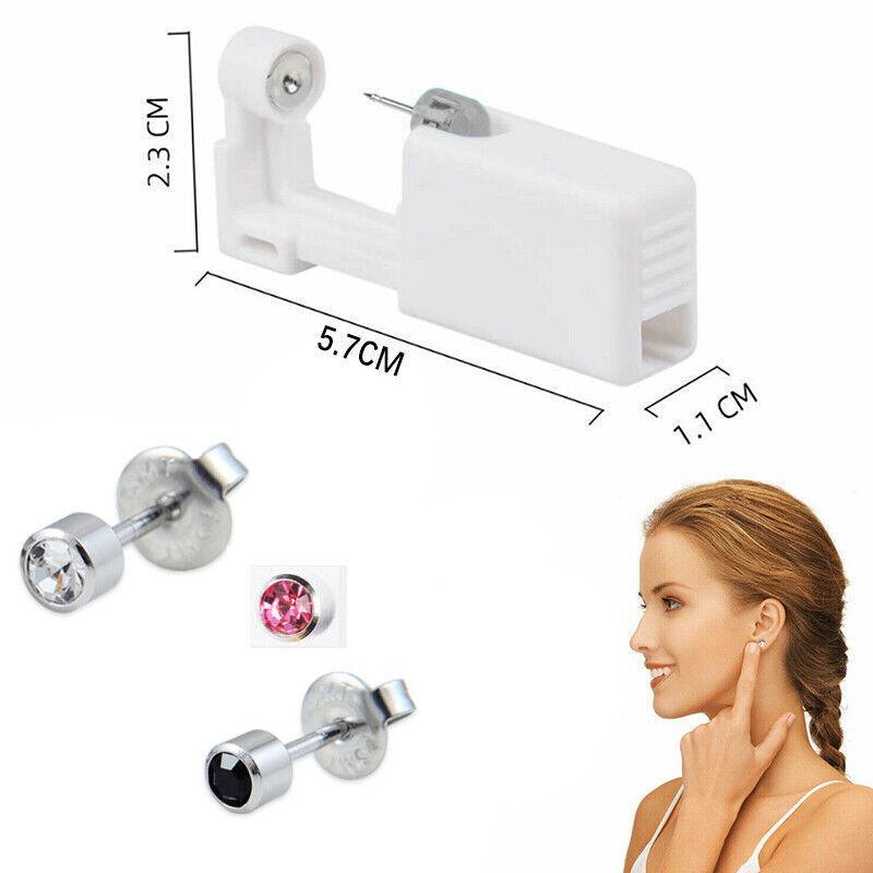 Disposable Sealed Ear Piercing Gun Kit Tool With 316L Stud Bone With Gem 1Pc - Black