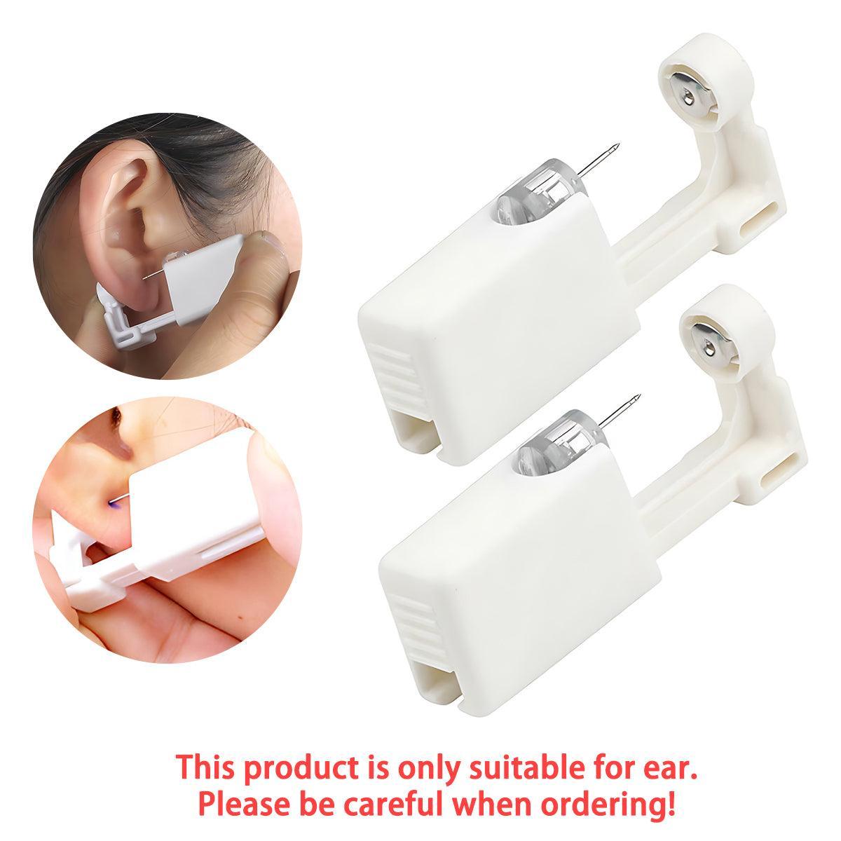 Disposable Sealed Ear Piercing Gun Kit Tool With 316L Stud Bone With Gem 1Pc - White