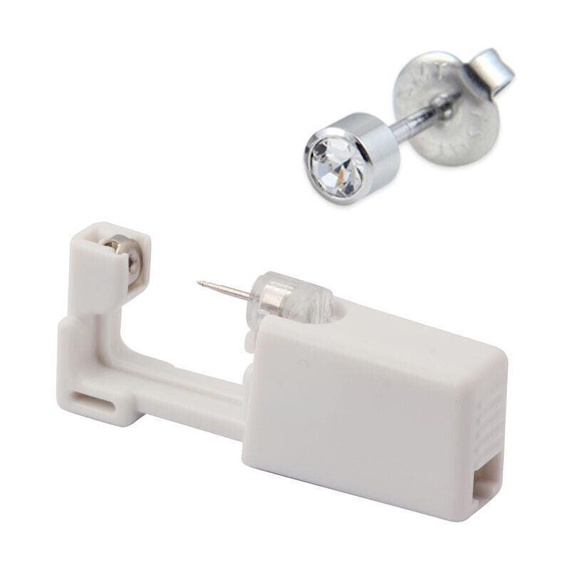 Disposable Sealed Ear Piercing Gun Kit Tool With 316L Stud Bone With Gem 1Pc - White
