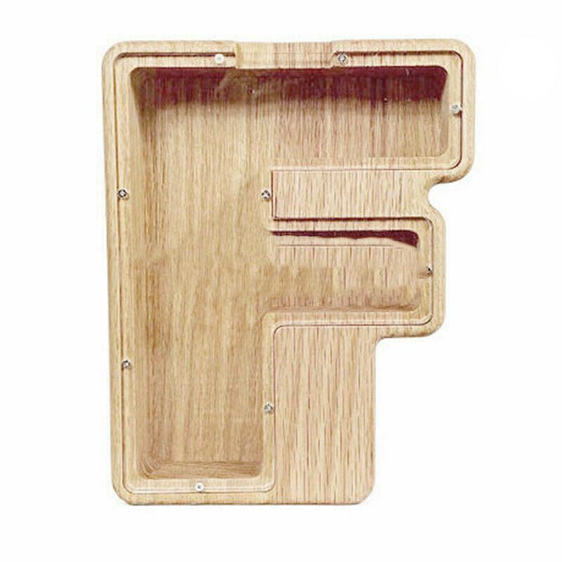 Wooden Piggy Bank Funny Letter or Guitar Coin Saving Money Box A–Z Gift Idea - N