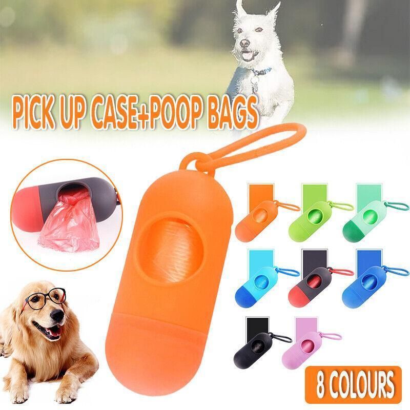 Portable Dog Waste Bag Dispenser with Refill Rolls for Pet Walking Cleanup - Green