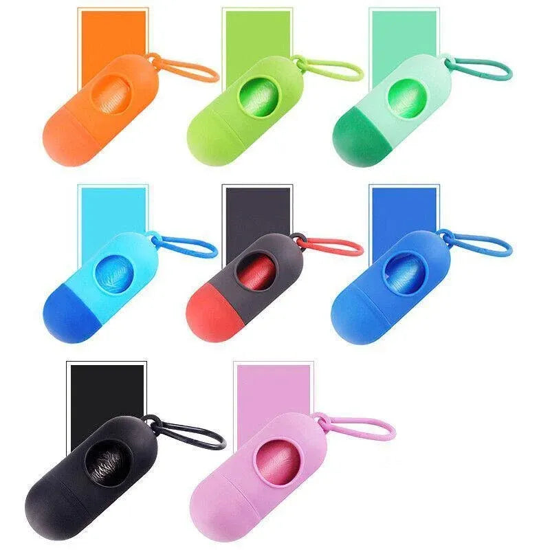 Portable Dog Waste Bag Dispenser with Refill Rolls for Pet Walking Cleanup - Green