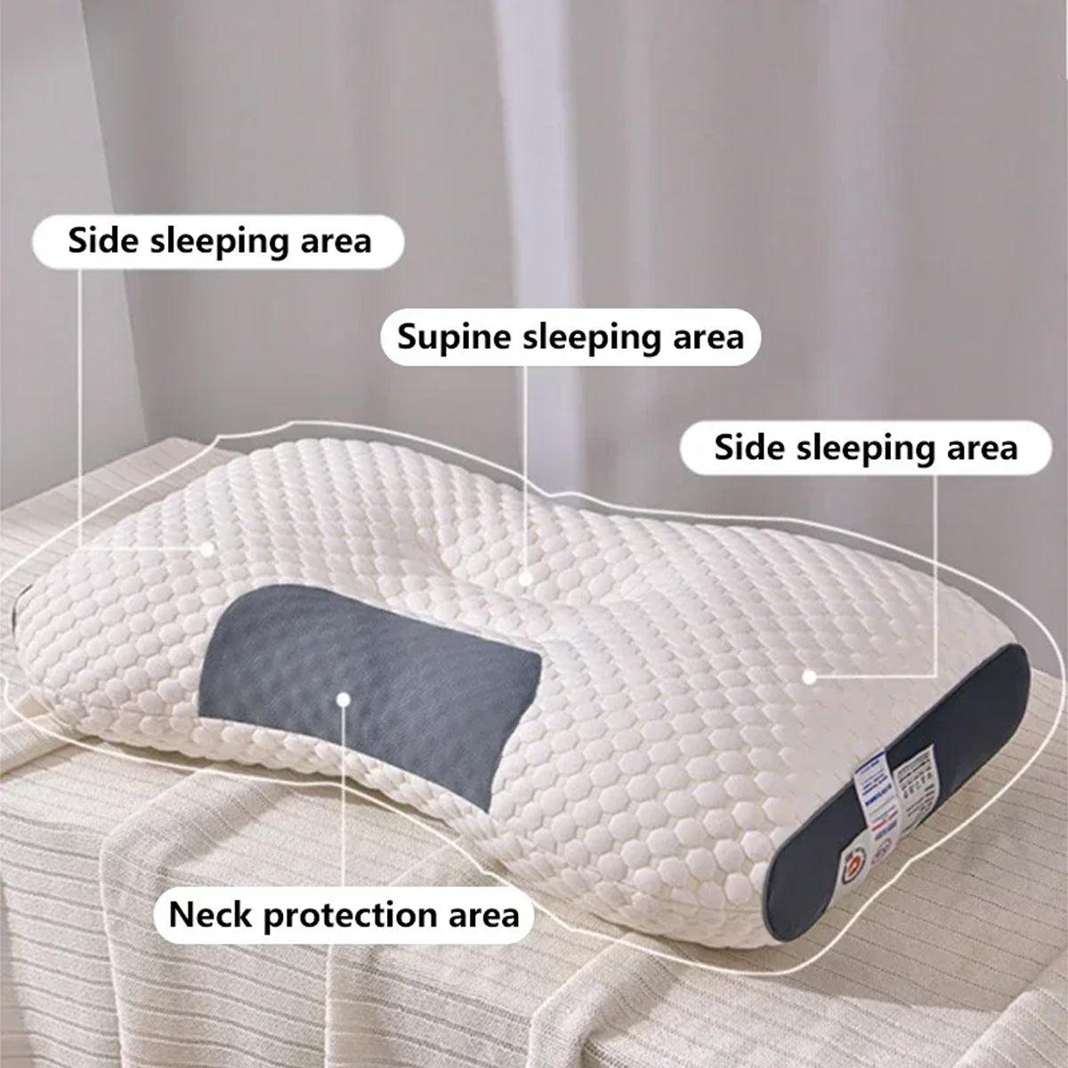 Ergonomic Contour Pillow Knitted Cotton Filling Neck Support for All Sleepers - 1PC