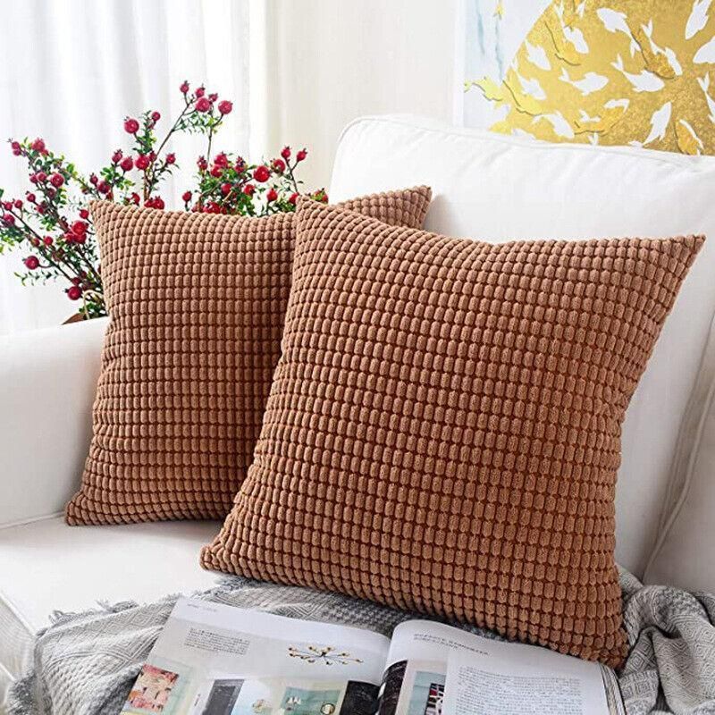 45X45 Plain Solid Colour Cushion Cover Decorative Pillow Case Home Multicoloured - Orange