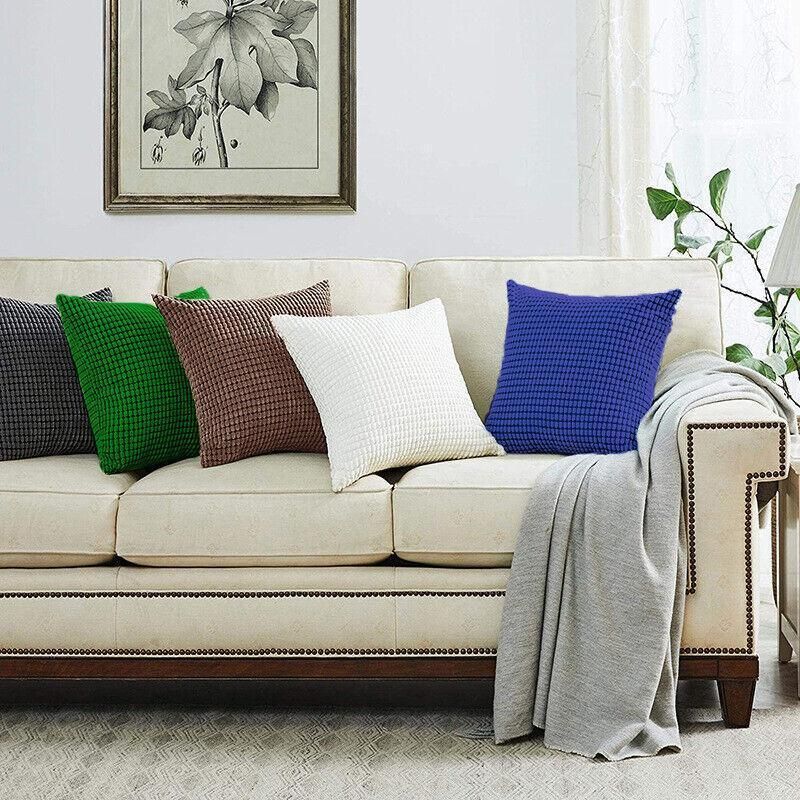 45X45 Plain Solid Colour Cushion Cover Decorative Pillow Case Home Multicoloured - Orange