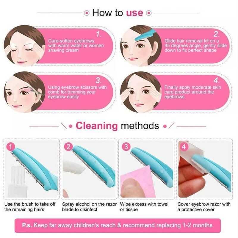 Eyebrow Razor Trimmer Shaver Facial Blade Shave Shaper Hair Remover Women Eye - 3 PCS