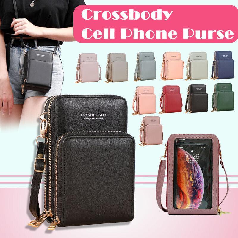 Women Crossbody Phone Purse Touch Screen Bag Rfid Blocking Wallet Shoulder Strap - Pink Purple