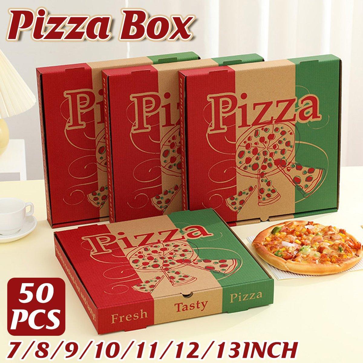 50pcs Pizza Packing Boxes Folding Box Durable Food Storage Containers Colourful - 12inch