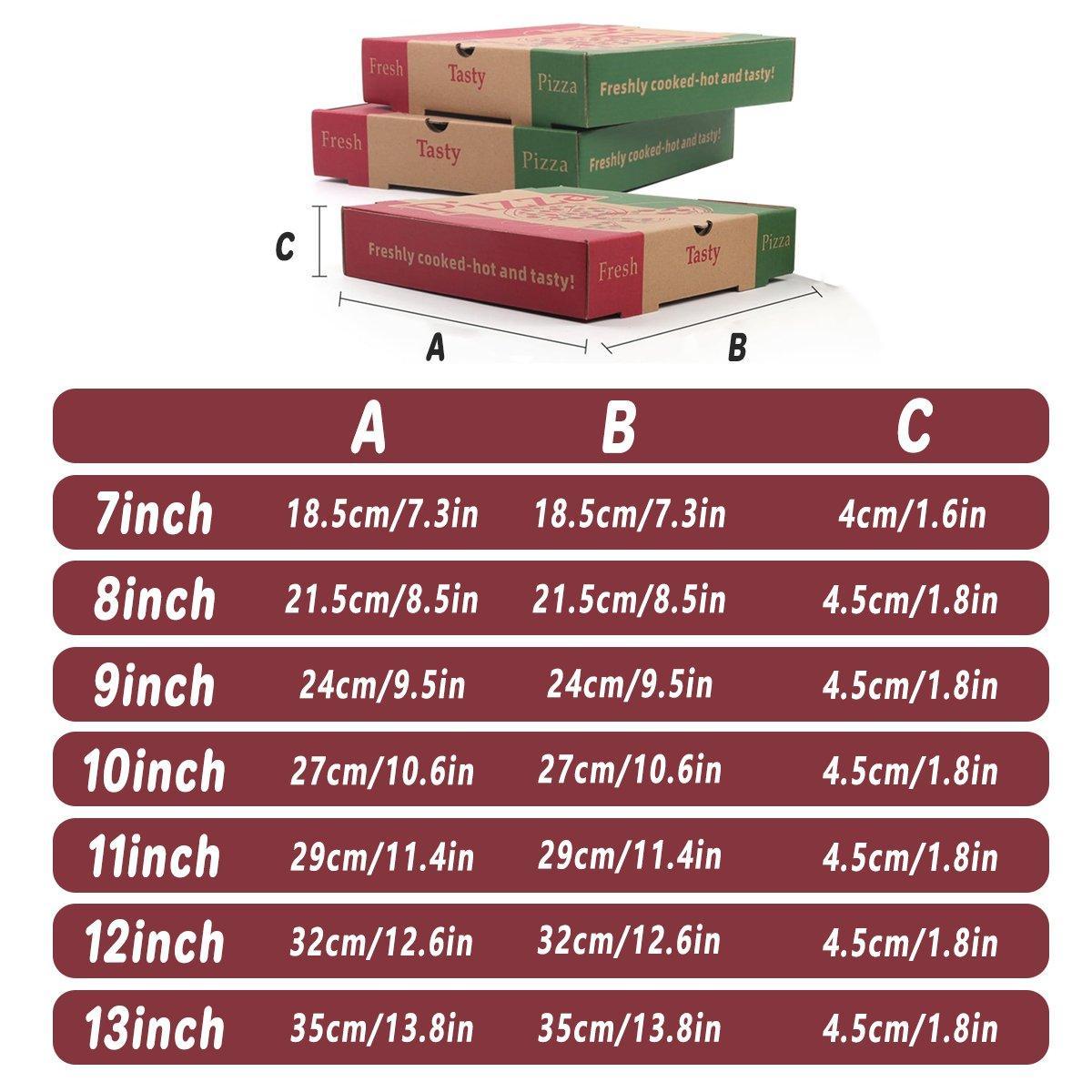 50pcs Pizza Packing Boxes Folding Box Durable Food Storage Containers Colourful - 8inch