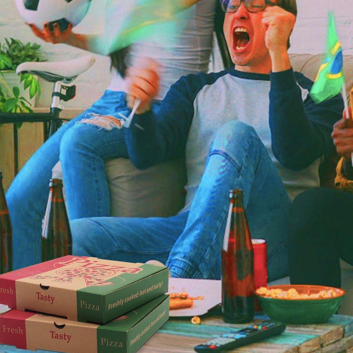 50pcs Pizza Packing Boxes Folding Box Durable Food Storage Containers Colourful - 9inch