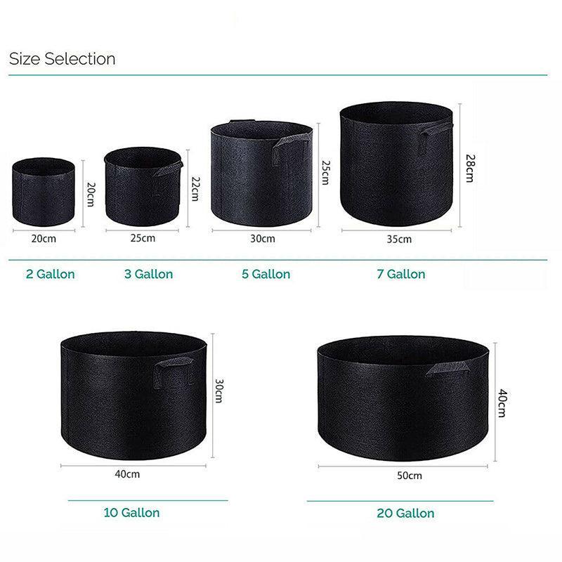 10 Pack Breathable Fabric Plant Grow Pots 2 to 20 Gallon Sizes - 10 Gallon-10PCS