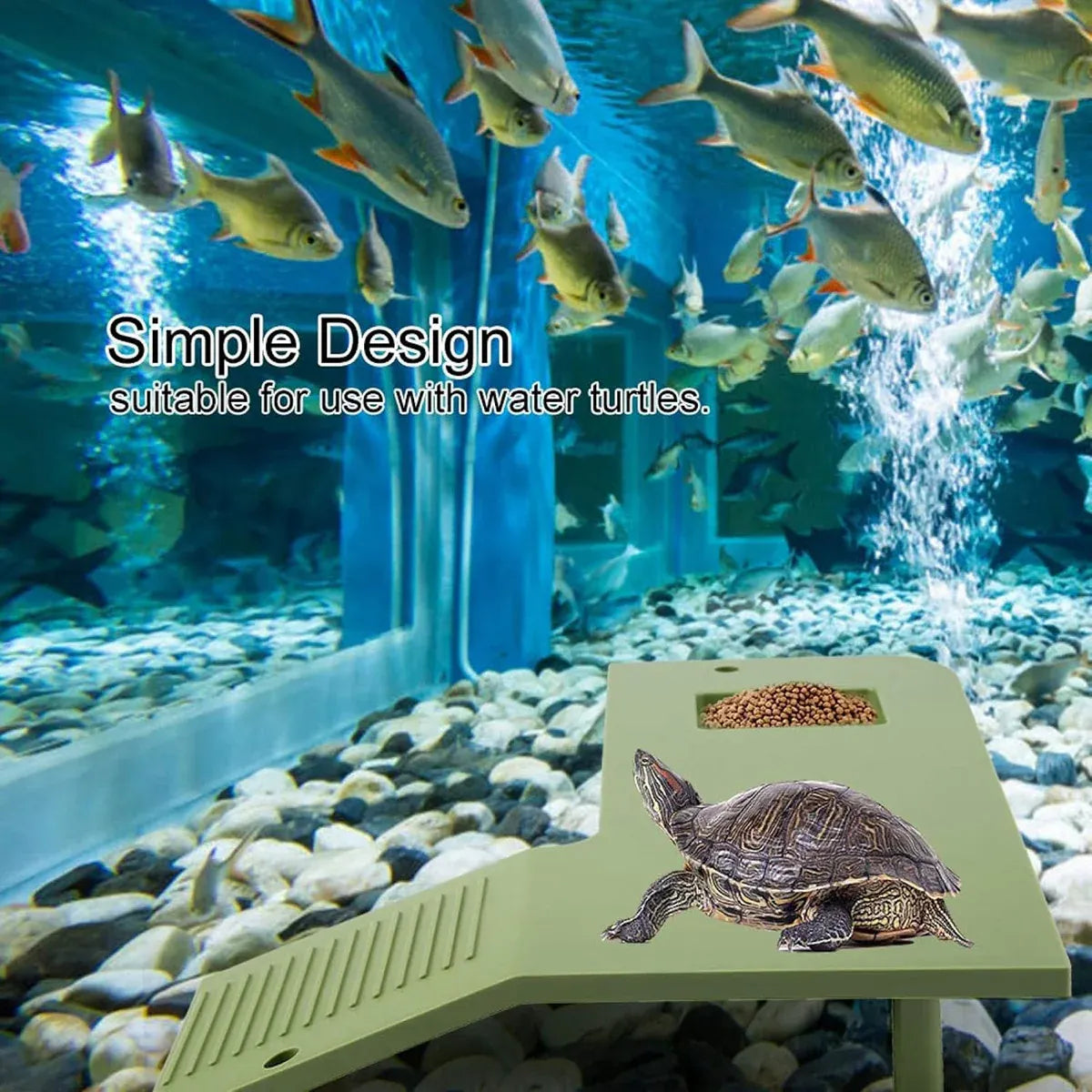Turtle Climbing Platform Inclined Basking Ramp for Breeding Box Aquarium Habitat - White