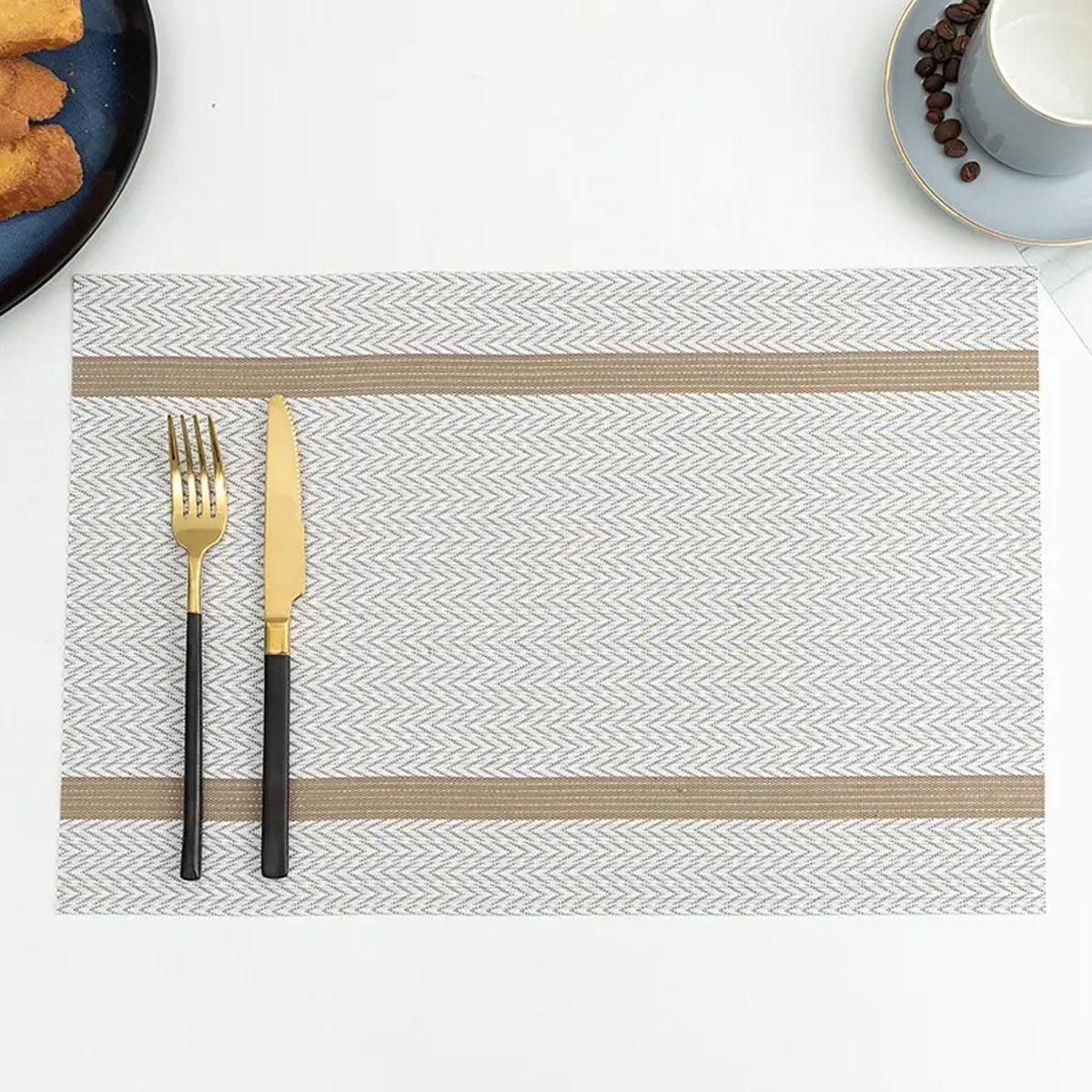 4X Anti-Slip Woven Placemat Waterproof Oil-proof Placemat Heat Resistant PVC Mat - Blue
