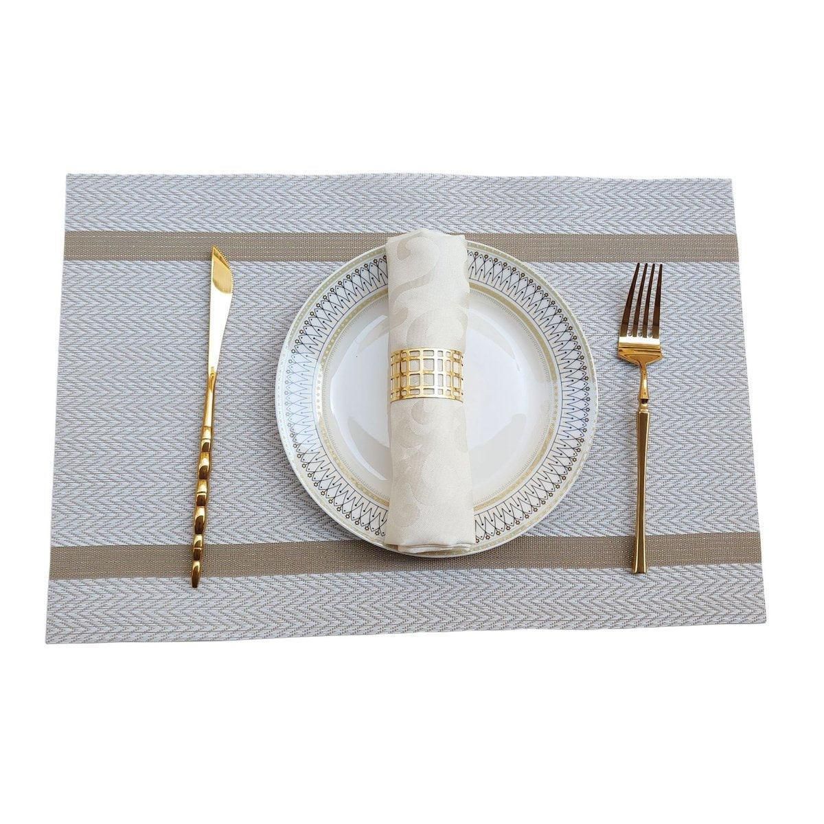 4X Anti-Slip Woven Placemat Waterproof Oil-proof Placemat Heat Resistant PVC Mat - Blue