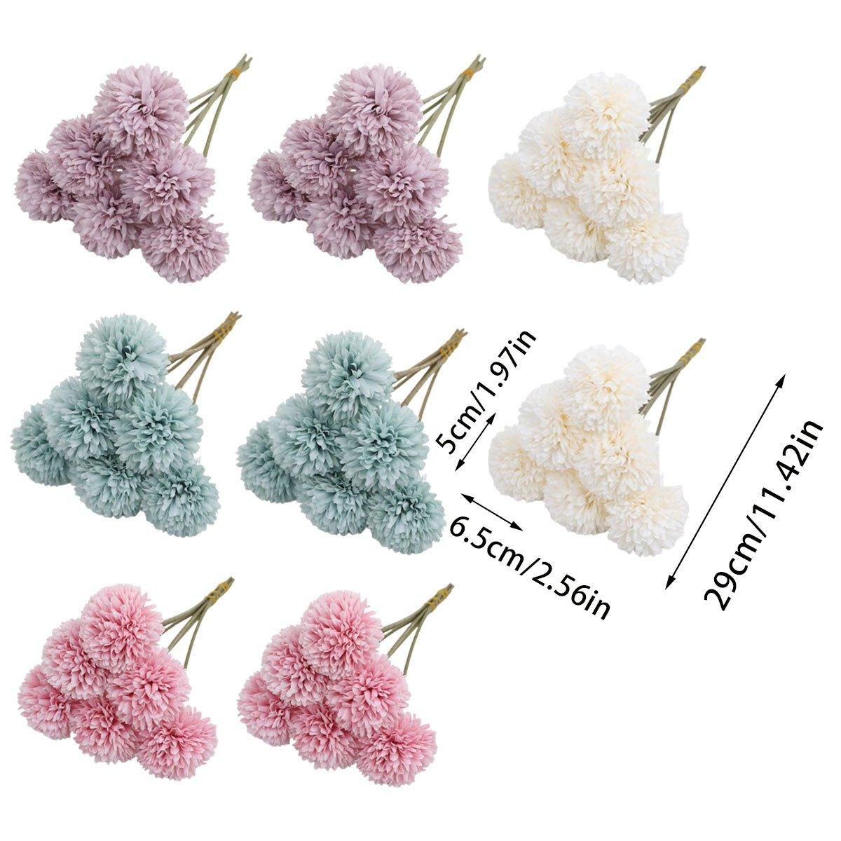 12pcs Artificial Dandelion Fake Flower Simulation Arrangement Desktop Decoration - Purple