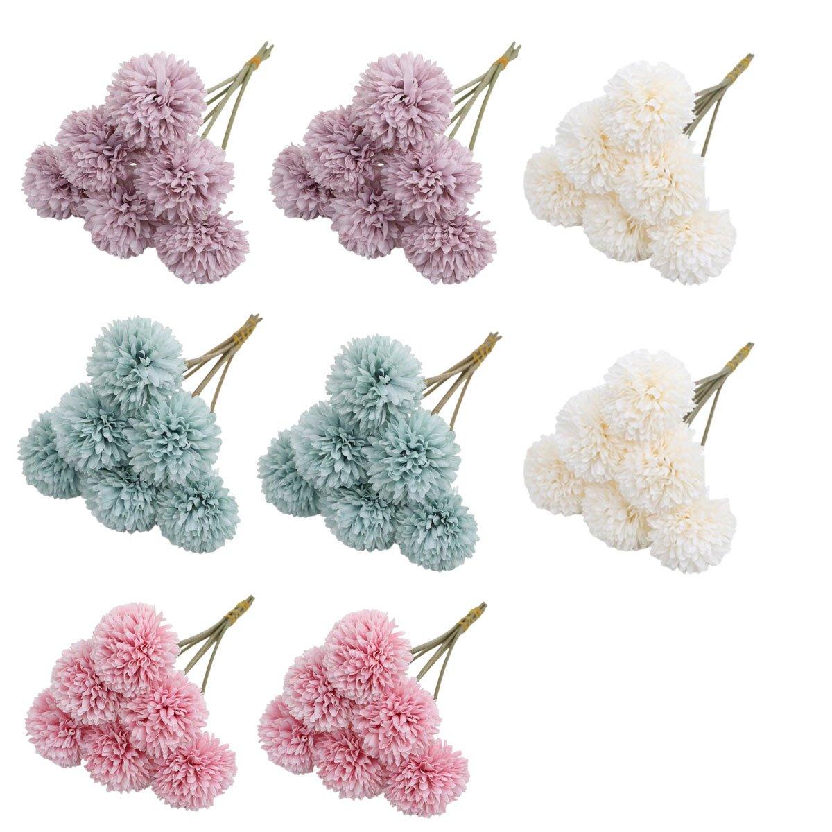 12pcs Artificial Dandelion Fake Flower Simulation Arrangement Desktop Decoration - Purple