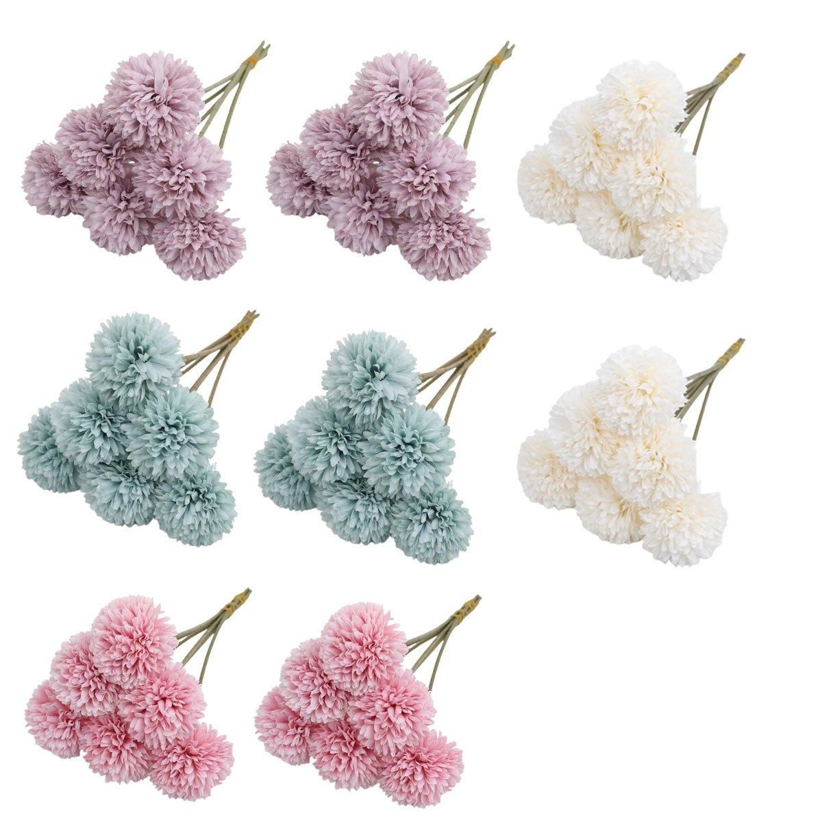 12pcs Artificial Dandelion Fake Flower Simulation Arrangement Desktop Decoration - White
