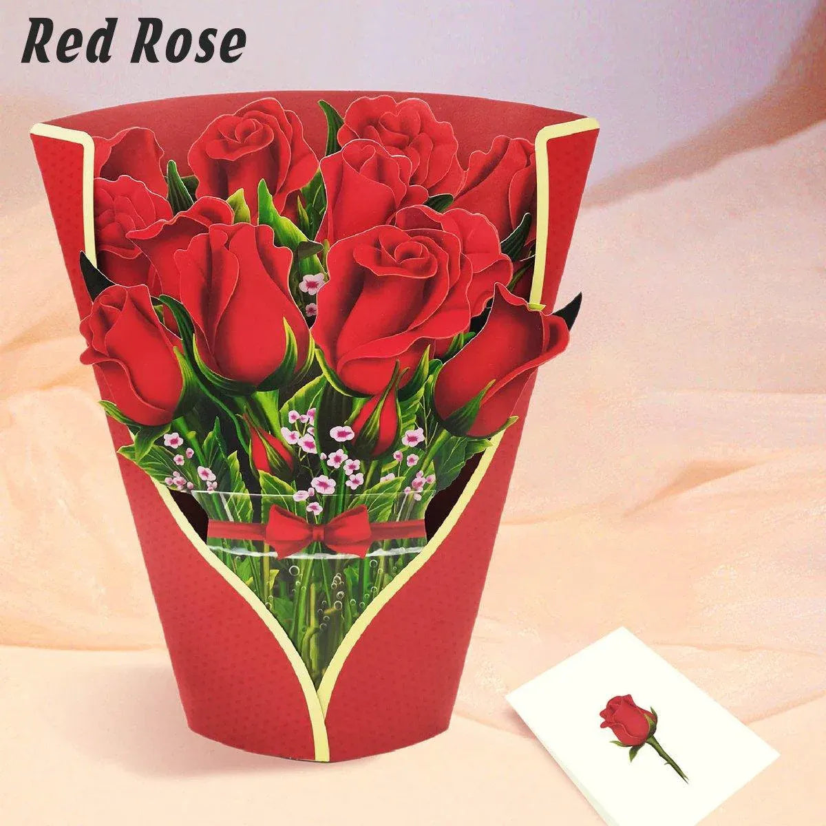 New Style 3D Pop Up Cards Paper Flower Bouquet Greeting Card for All Occasions - Poppy