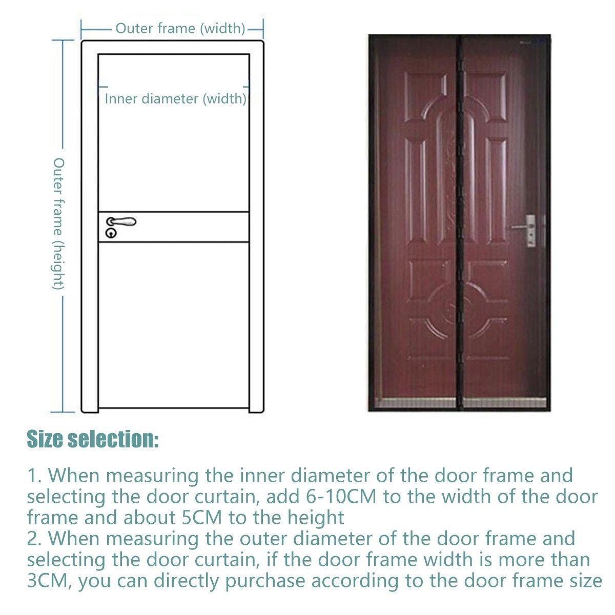 Striped Screen Door Curtain Mesh with Auto Close for Insect Protection and Ventilation - 100*210cm
