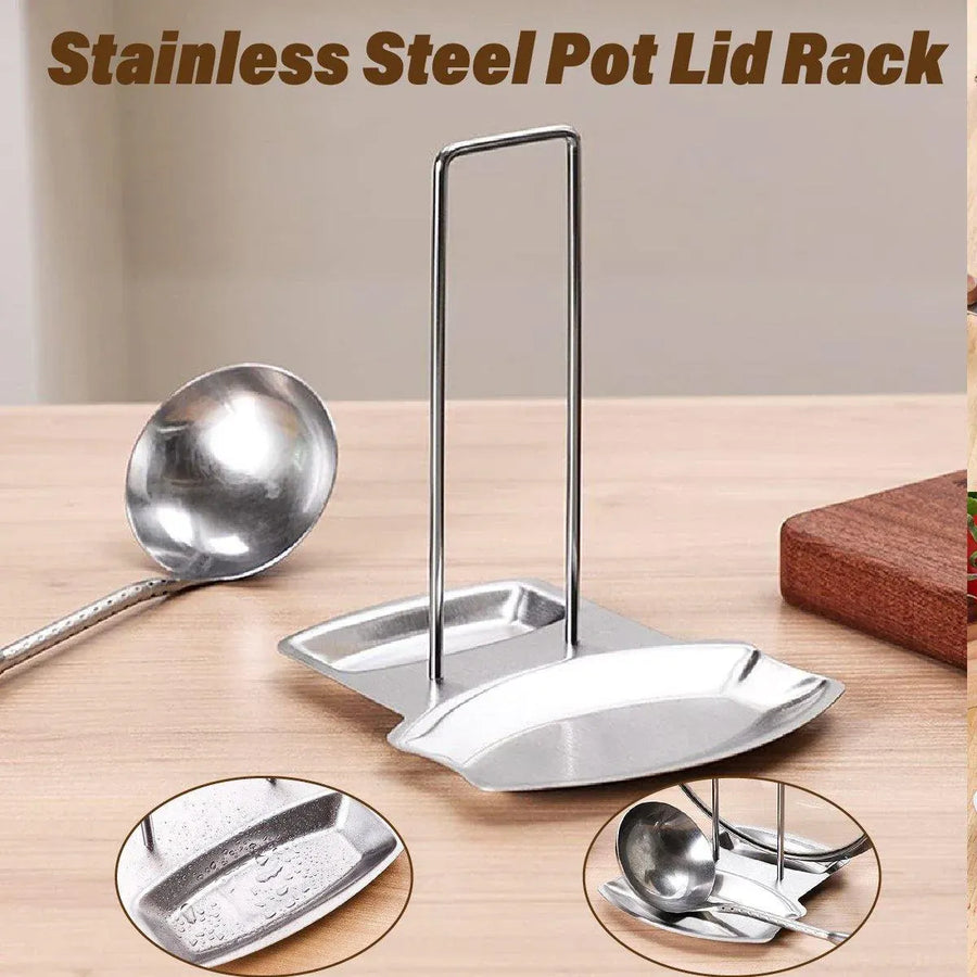 Removable Stainless Steel Pot Lid Spoon Rack Kitchen Draining Storage Holder