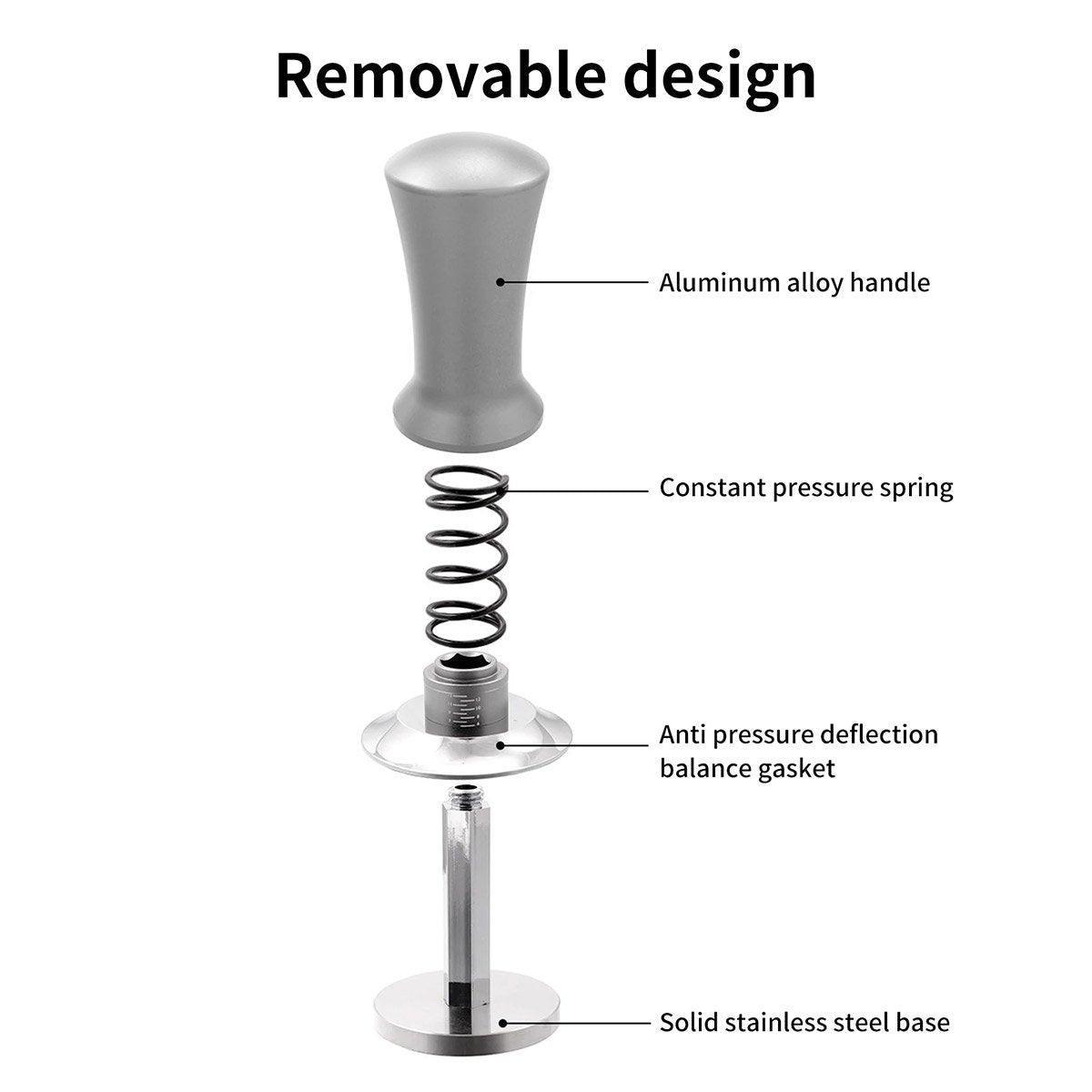 Adjustable Coffee Tamper with Scale Constant Pressure Espresso Powder Press Tool - Silver-58mm