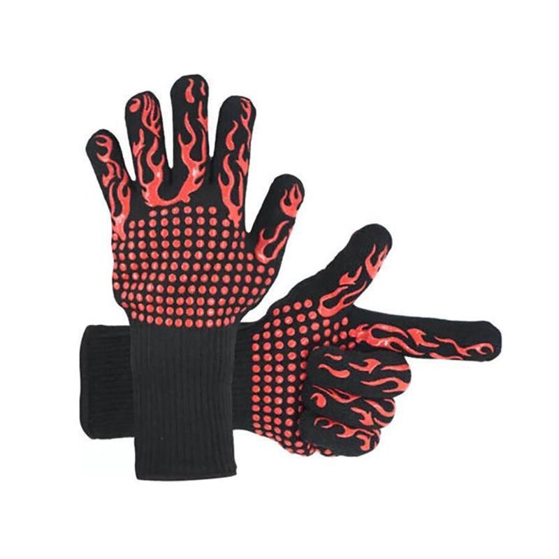 2X Heat Proof Resistant Oven Bbq Gloves 35Cm Kitchen Cooking Silicone Mitt New - Red