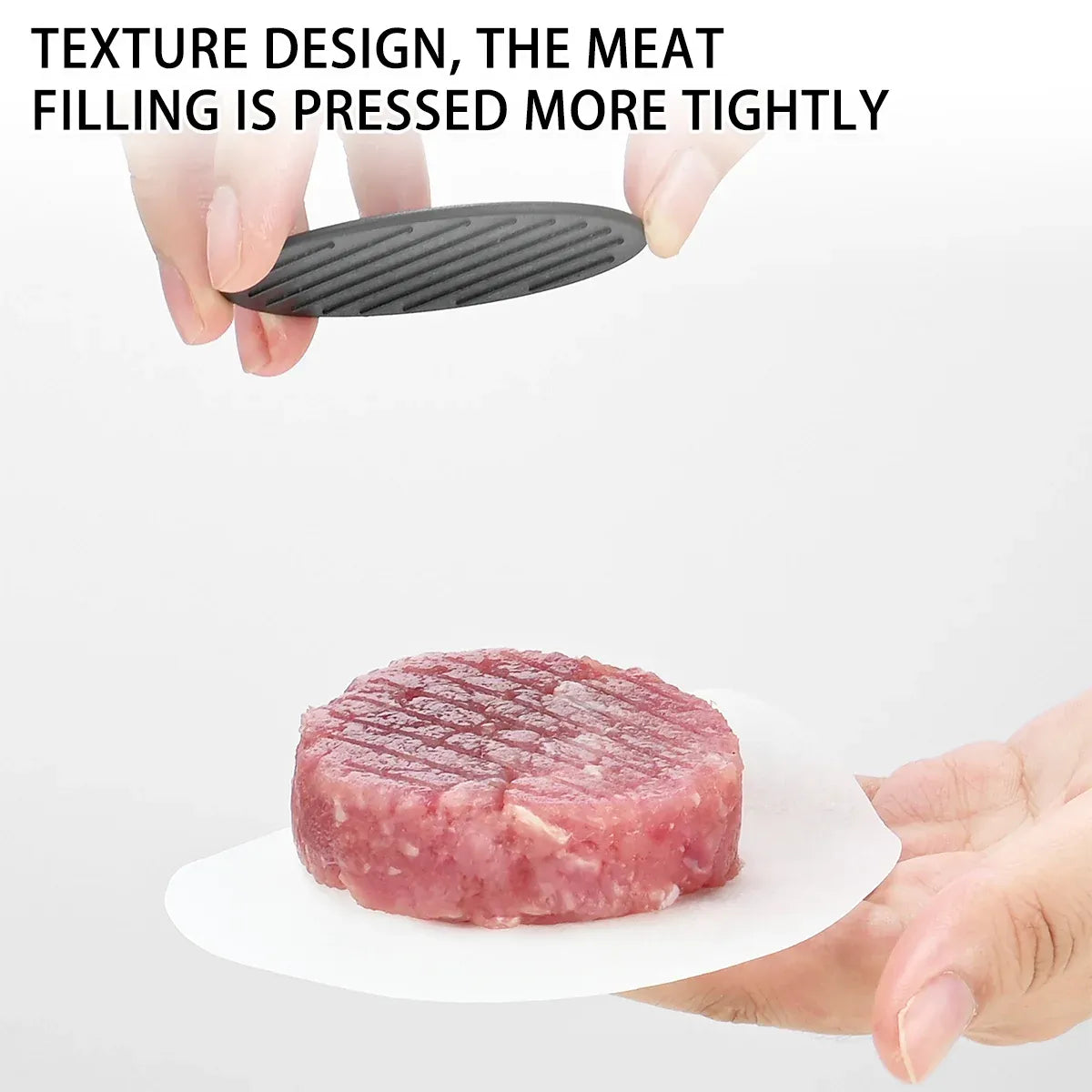 Manual Hamburger Press Round Meat Patty Mould BBQ with 100 Wax Discs