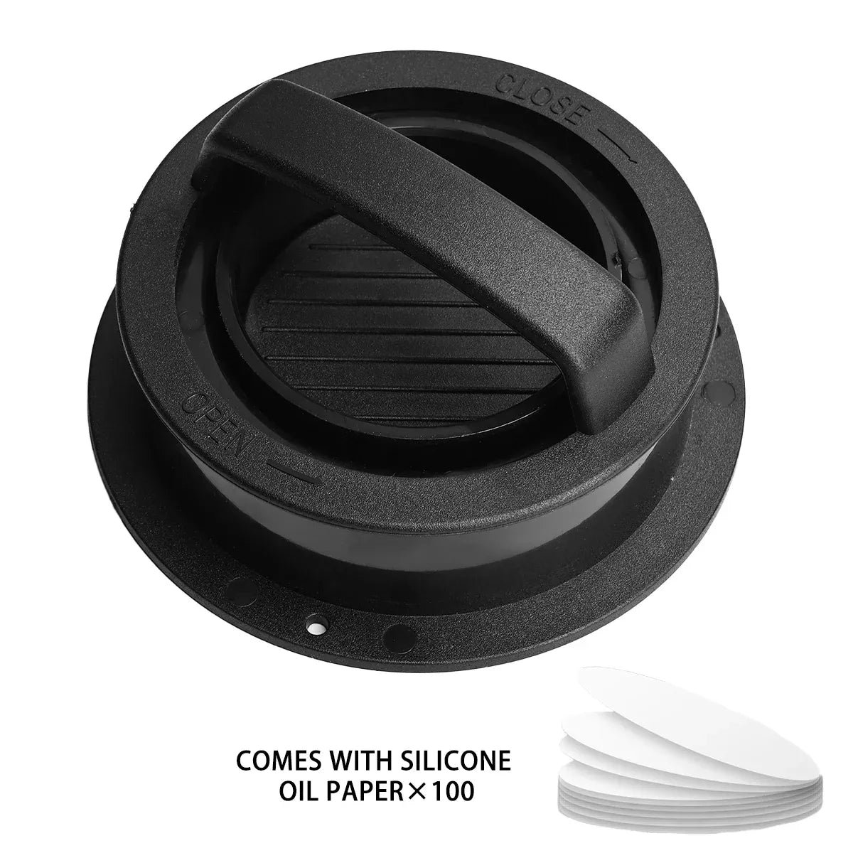 Manual Hamburger Press Round Meat Patty Mould BBQ with 100 Wax Discs