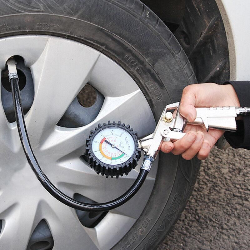 Air Tyre Inflator Pressure Meter Car Truck Tire Pump Hose Gauge Compressor Tools