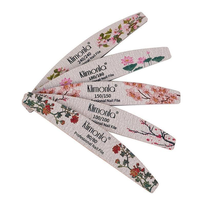 5Pcs Flower Nail Files Sanding Buffer 80-240 Grit Professional Manicure Pedicure