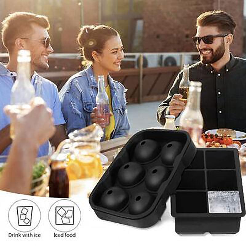 Large Ice Cube Tray Ball Maker Big Silicone Mold Sphere Whiskey Round Mould - Circular 4 grid
