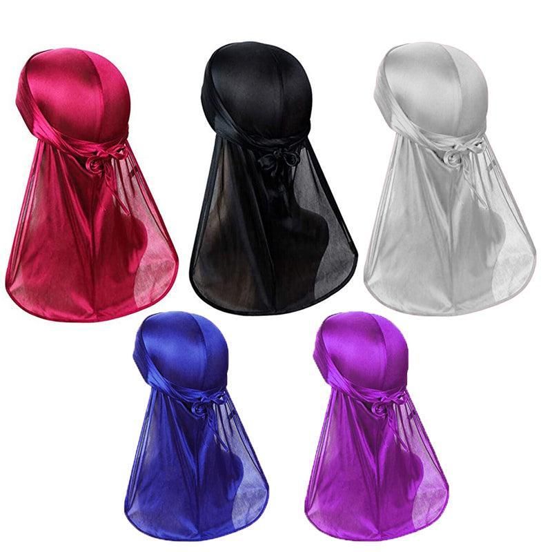 Velvet Durag Silky Hat Cap Men Women Premium Designer Doo Rag Wave Silk Headwear - Purple