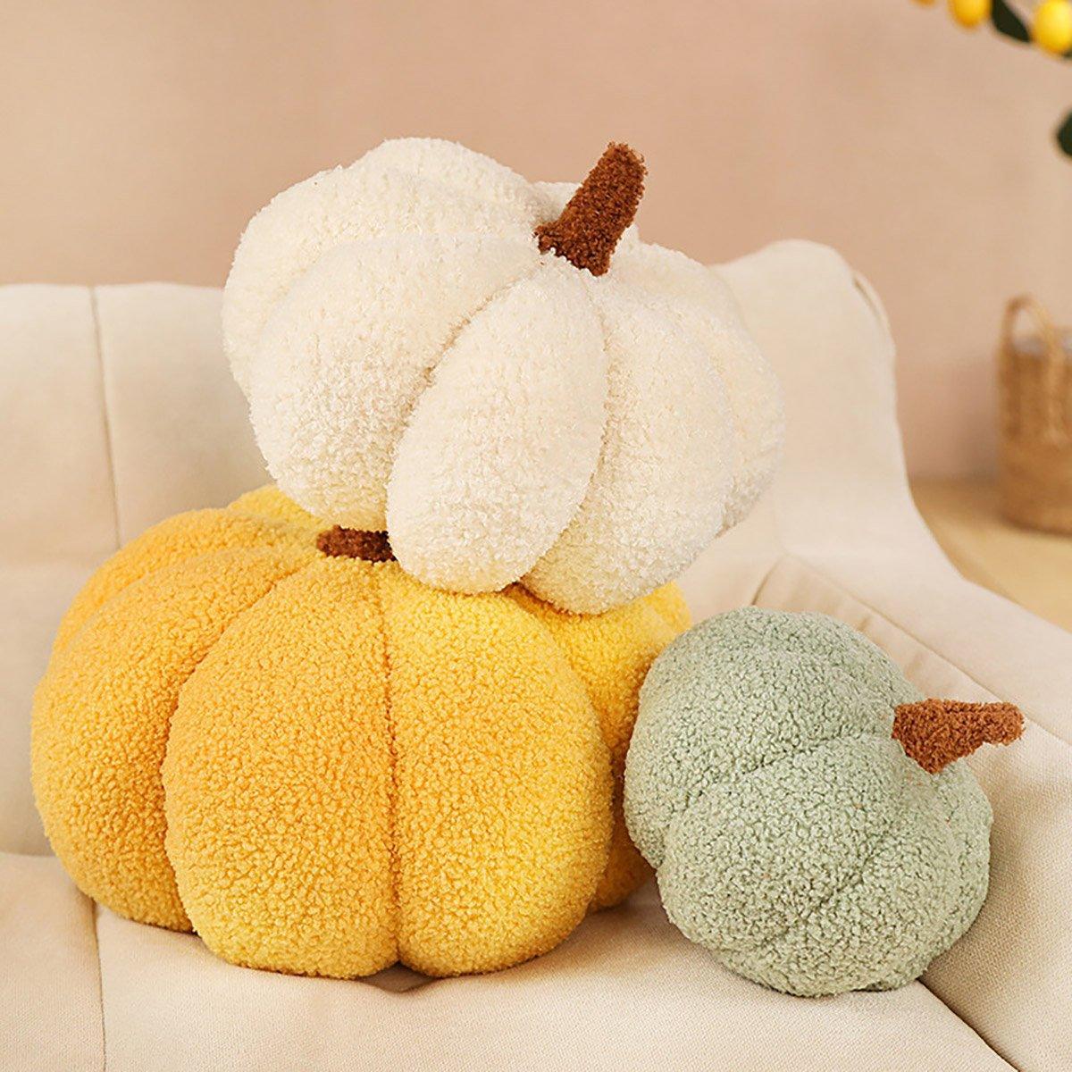 Soft Plush Pumpkin Pillow Cushion Sofa Living Room Bay Window Decor Indoor Toy - White