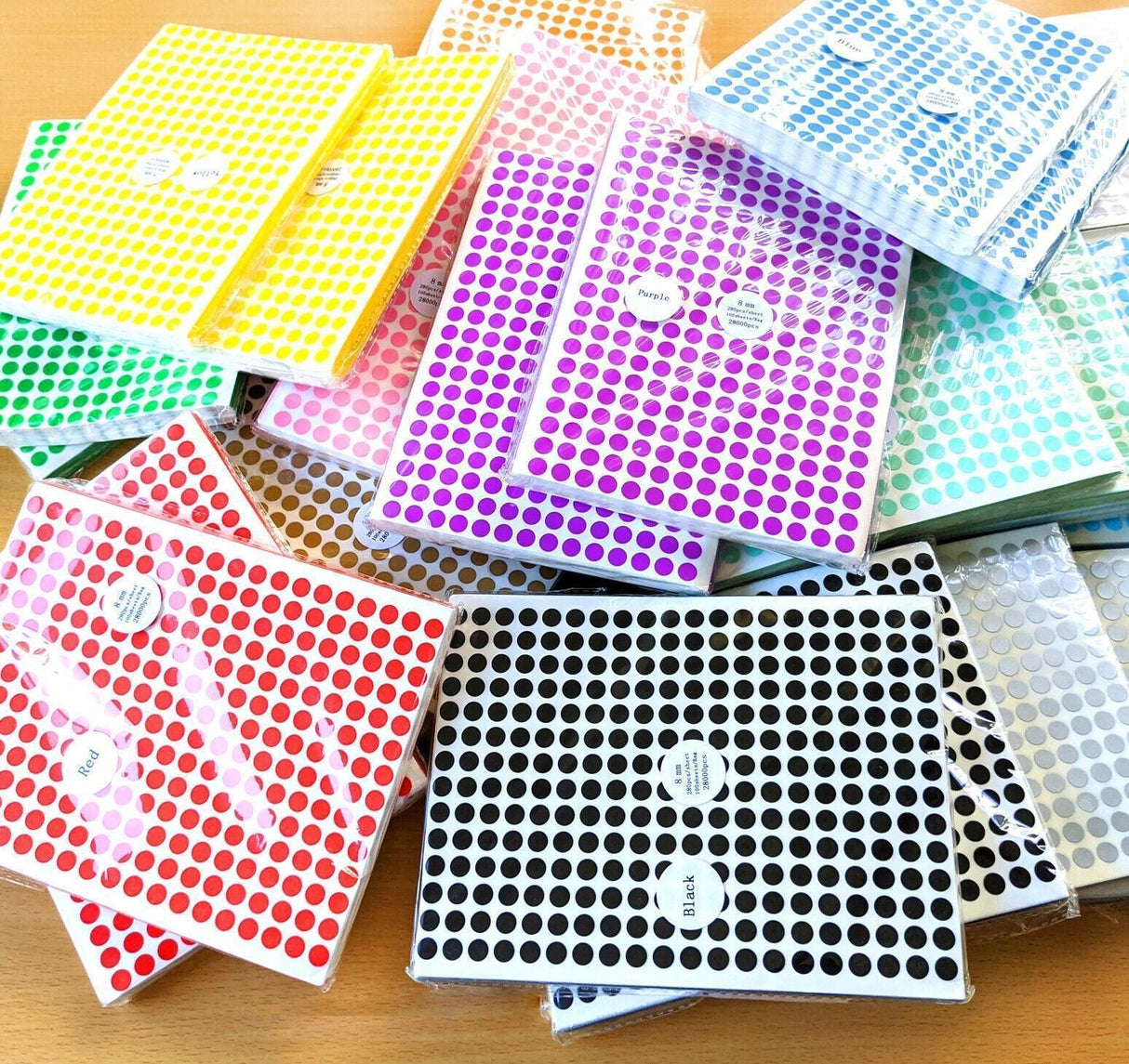 Purple Assorted Sizes Colour Sticker Dots Adhesive Round Labels Circular Spot Scrapbook - 13mm*132 Dots