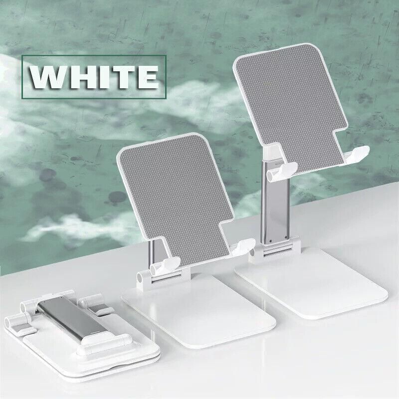 Foldable Adjustable Universal Desk Stand Holder For Mobile Phone Tablet Portable - White