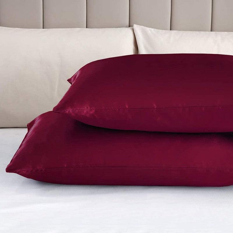 2X Satin Pillow Case Bedroom Pillowcase Cushion Covers Home Decor Luxury Slip - Grey