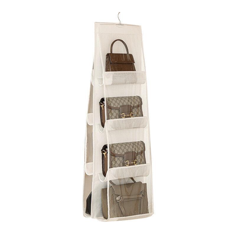 8 Pocket Double-sided Bag Handbag Storage Holder Hanging Organizer Shelf - White