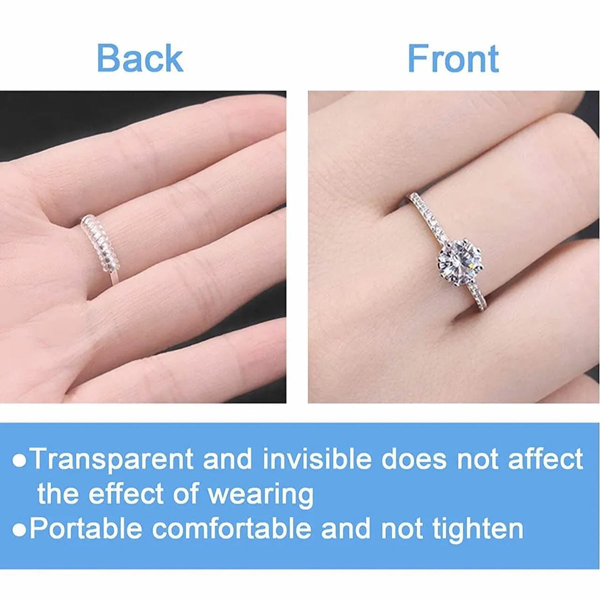 5-20 X Ring Size Adjuster Reducer Spiral Invisible Snugs Guard Resizer Jewellery - 10 PCS