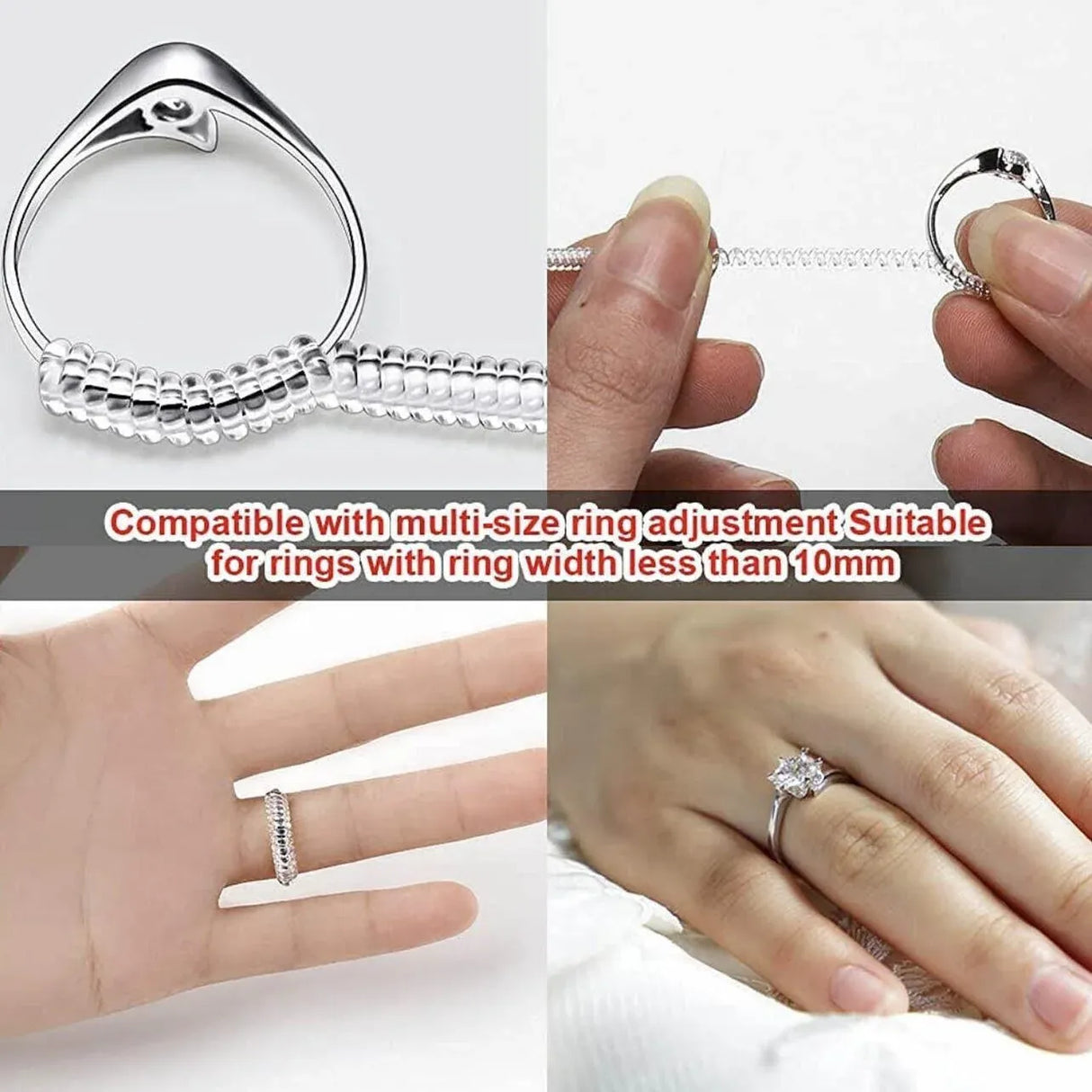5-20 X Ring Size Adjuster Reducer Spiral Invisible Snugs Guard Resizer Jewellery - 5 PCS