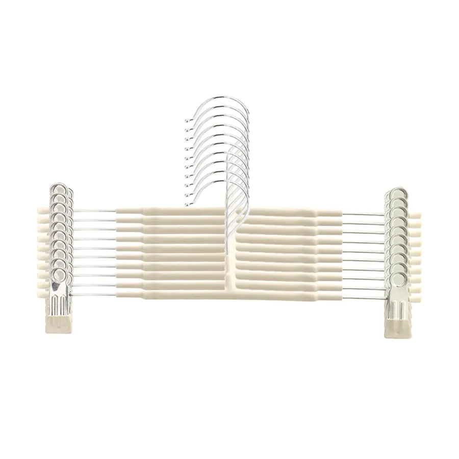 10pcs Home Wardrobe Pant Rack Hanging Trouser Organizer Clothes Hanger - White