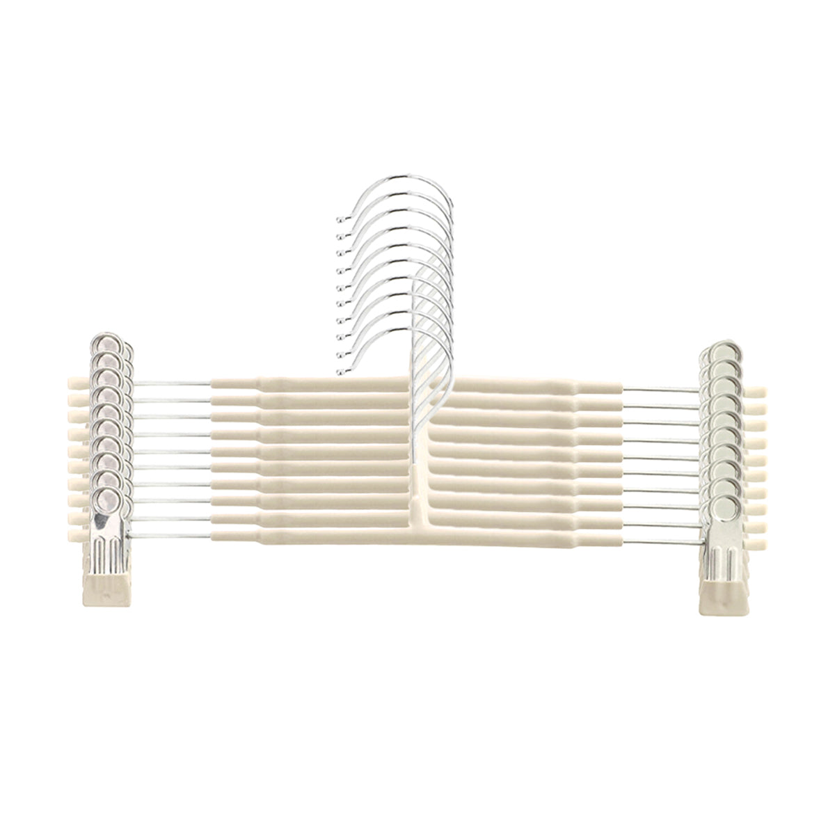 10pcs Home Wardrobe Pant Rack Hanging Trouser Organizer Clothes Hanger - White