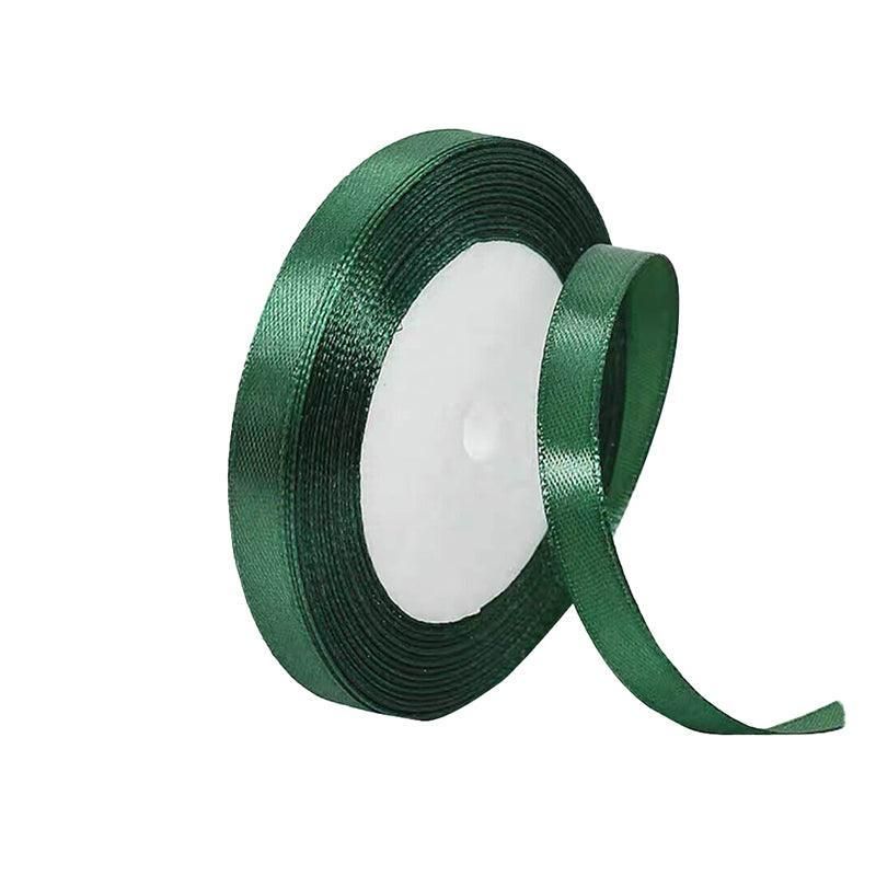 10mm Width Satin Hair Ribbon Wedding Party Decoration Gift Banquet 22m - Blackish Green
