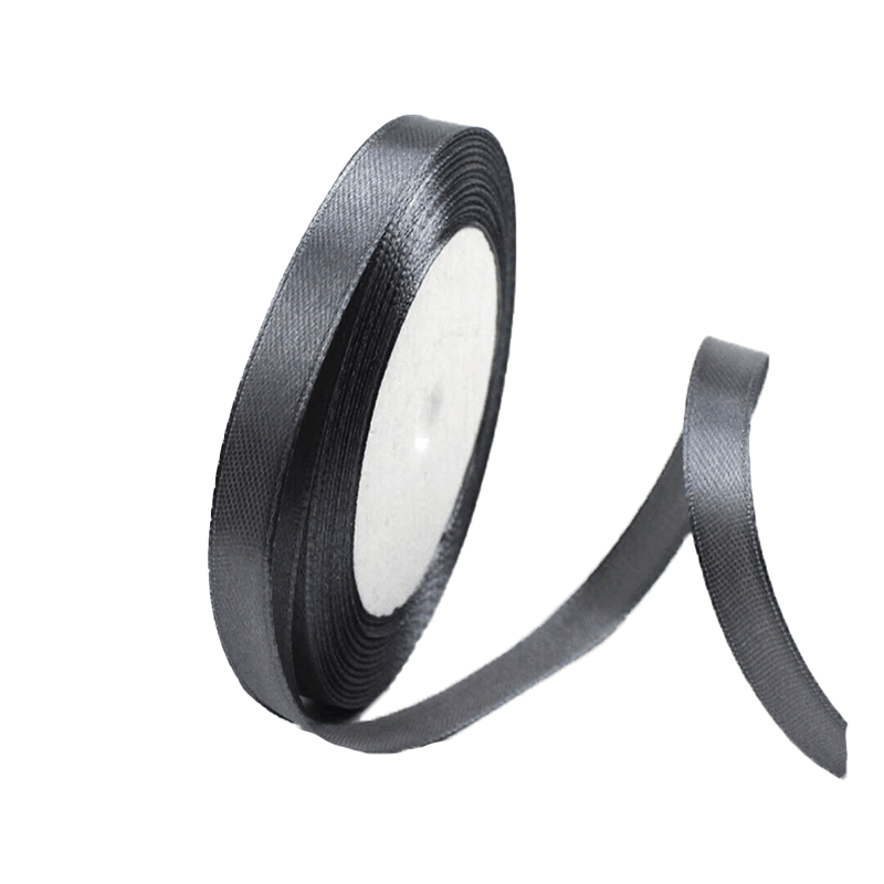 10mm Width Satin Hair Ribbon Wedding Party Decoration Gift Banquet 5m - Dark Grey