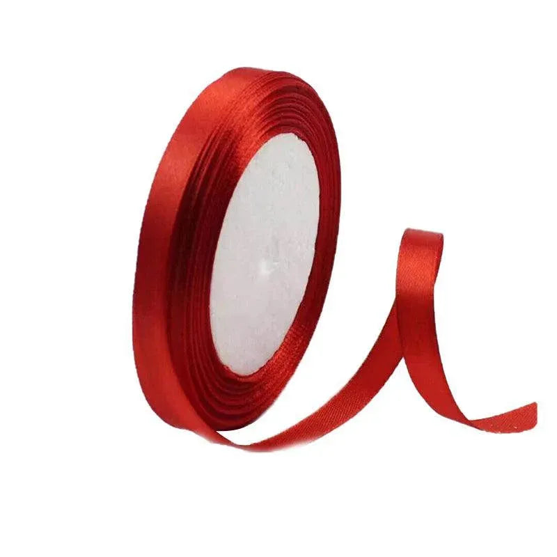 10mm Width Satin Hair Ribbon Wedding Party Decoration Gift Banquet 5m - Red