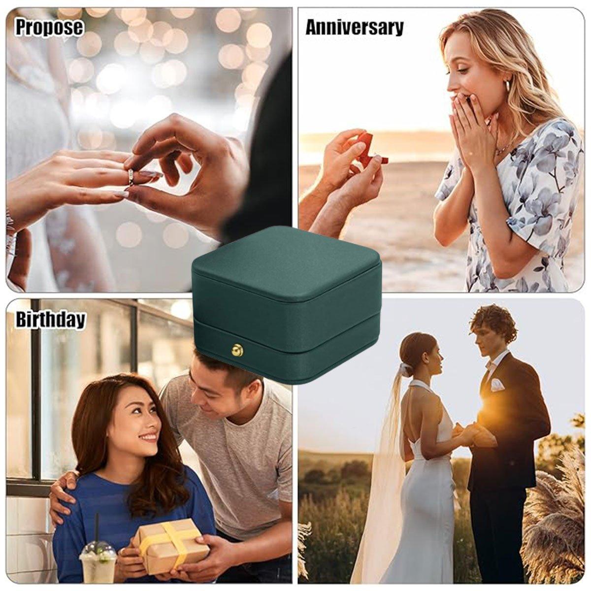 Dark Green Jewelry Box Ring Box Pair Compact Storage Box for Rings Accessories