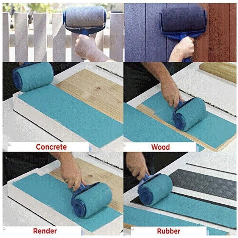 8Pcs/Set Pro Paint Roller Brush Handle Flocked Edger Wall Painting Hand Tool