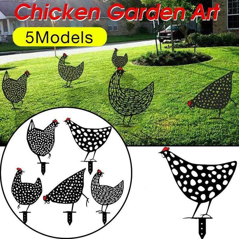 Garden Ornaments Chicken Yard Art Garden Backyard Lawn Decor Gift Easter Deco - A